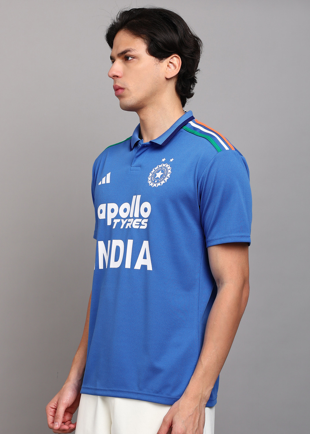 Image of ADIDAS Printed Men Crew Neck Blue T-Shirt