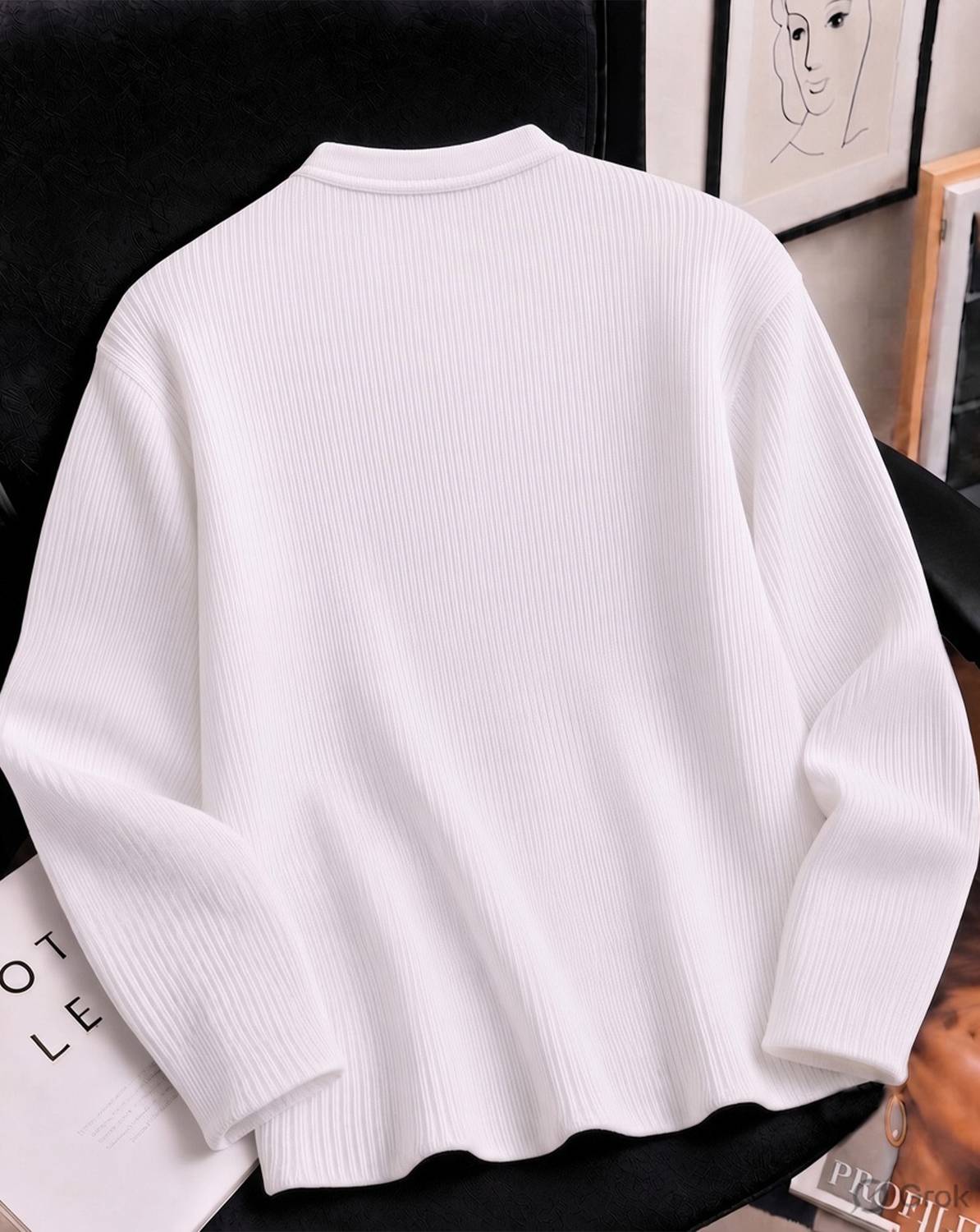 AOOSH Men Full Sleeve Self Design Sweatshirt - Image 2