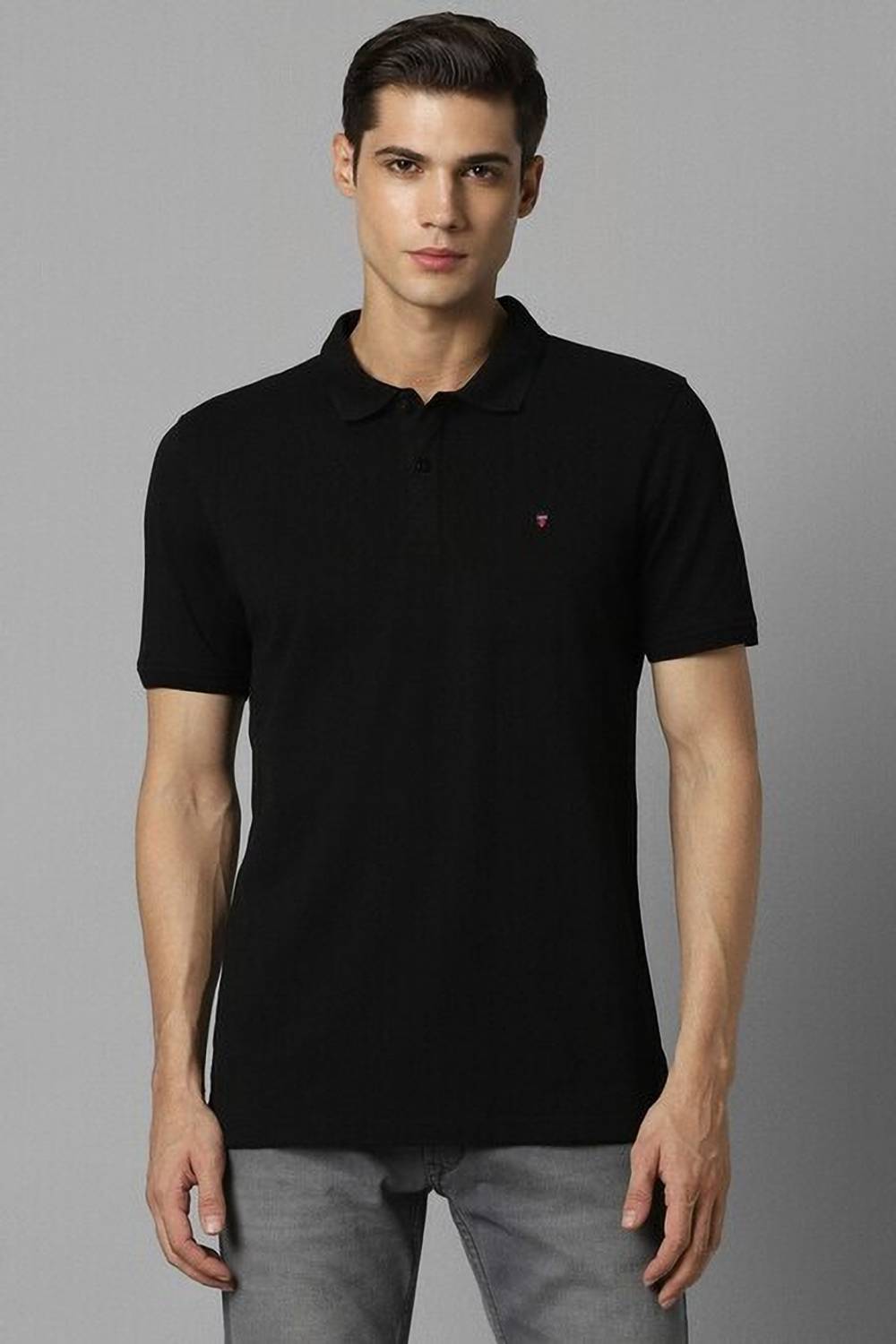Louis Philippe Sport Slim Fit Casual Men Solid Polo Neck Cotton B