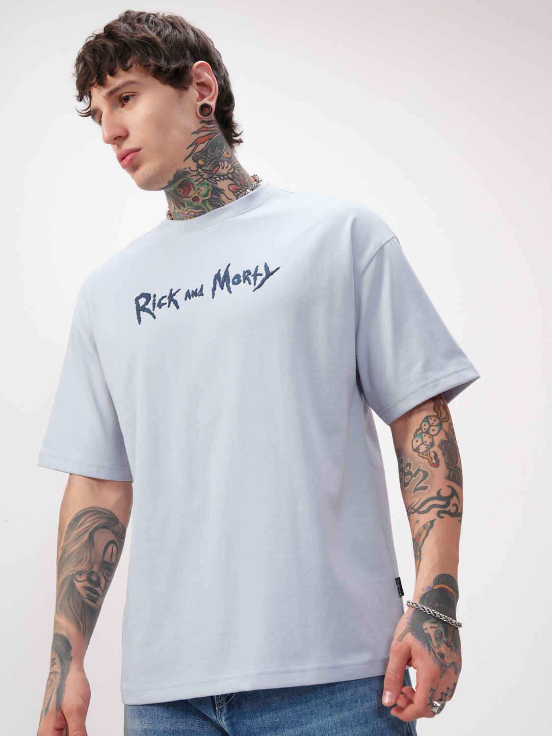 Image of HIGHLANDER Printed Men Round Neck Grey T-Shirt