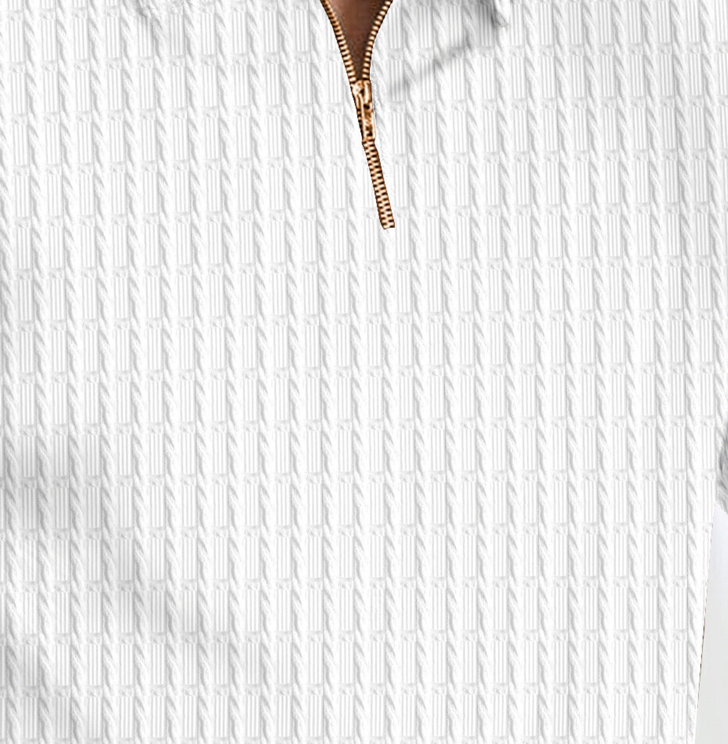 Image of VARIDASHI Self Design Men Zip Neck White T-Shirt