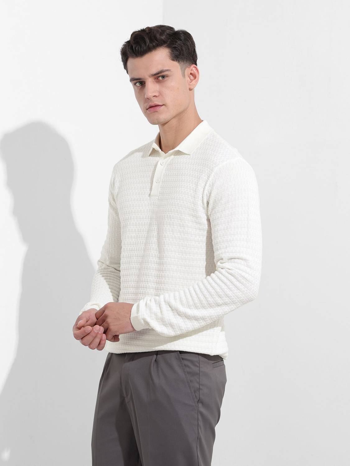 The Indian Garage Co. Men Polo Neck White T-Shirt - Image 2