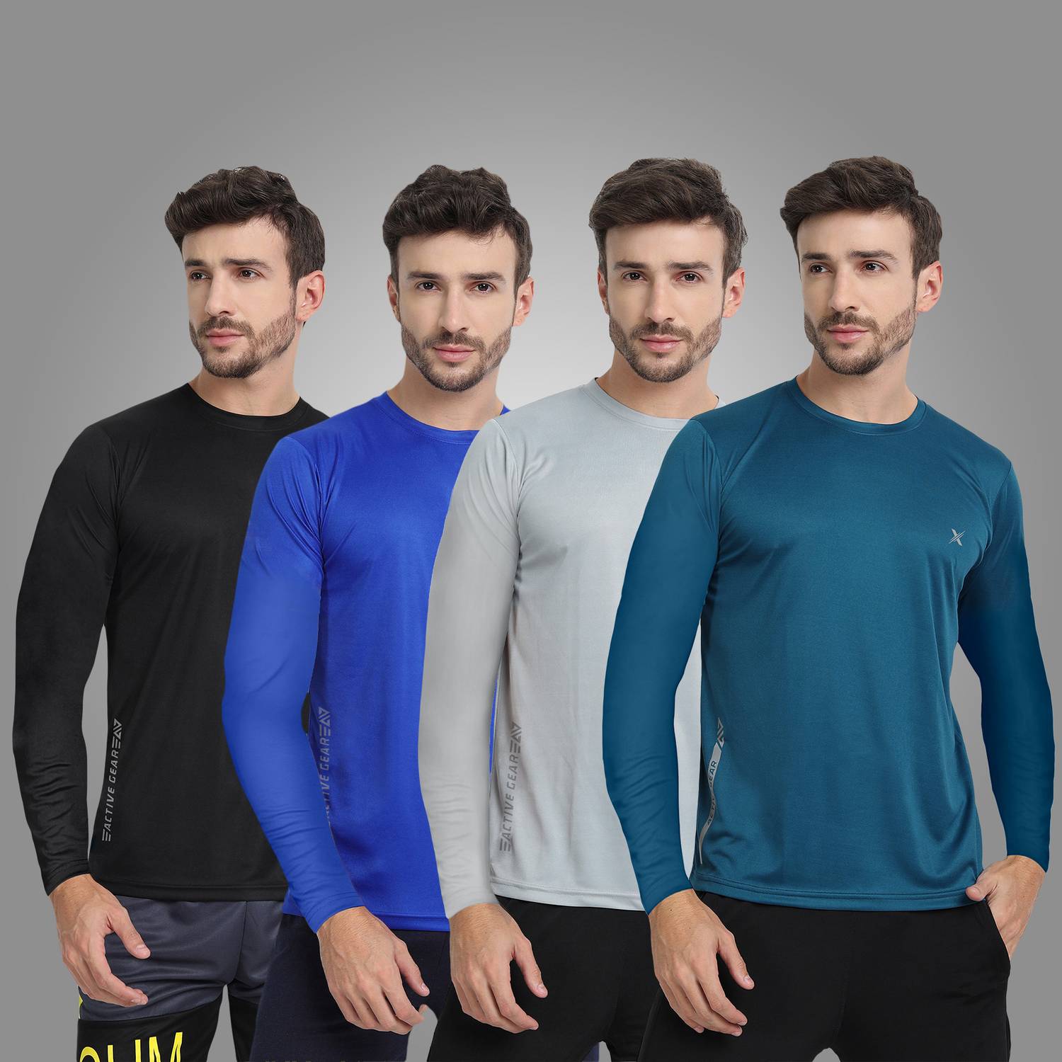 FTX Pack of 4 Men Solid Round Neck Polyester Multicolor T-Shirt