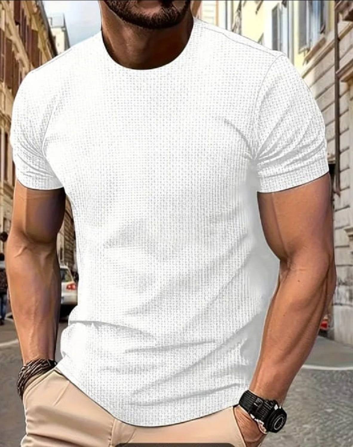 TQI Men White Round Neck T-Shirt - Image 3