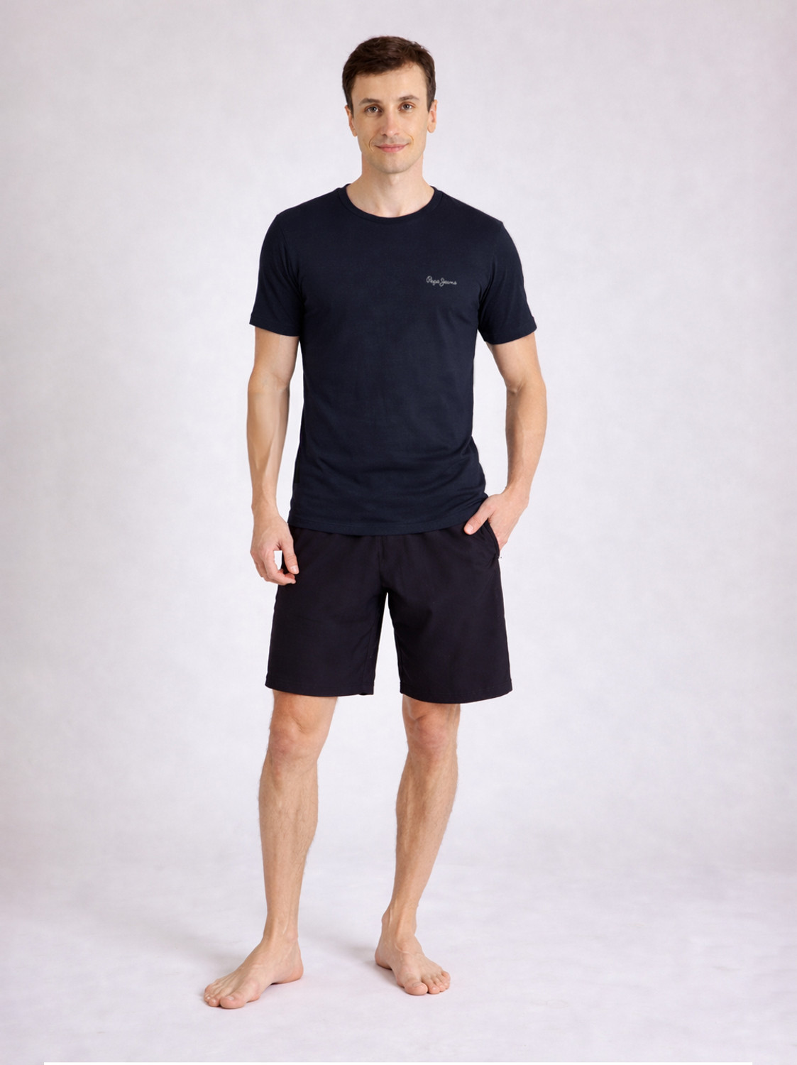Image of Pepe Jeans Solid Men Round Neck Blue T-Shirt