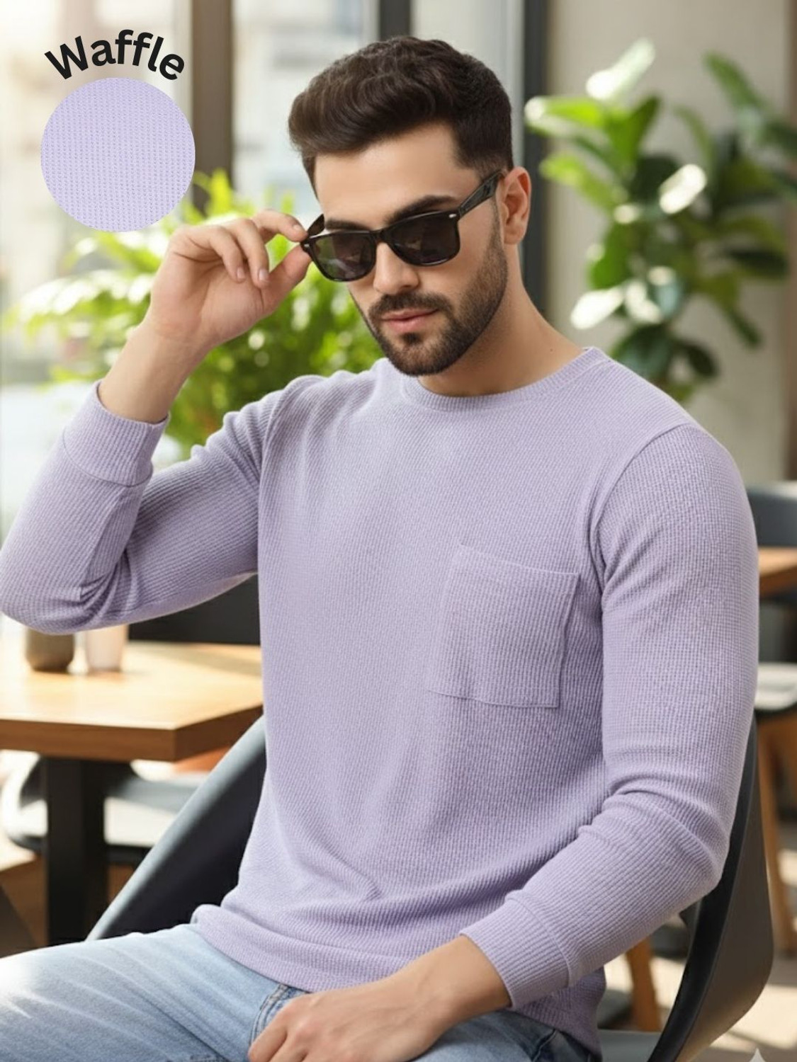 Image of METRONAUT Self Design Men Round Neck Purple T-Shirt