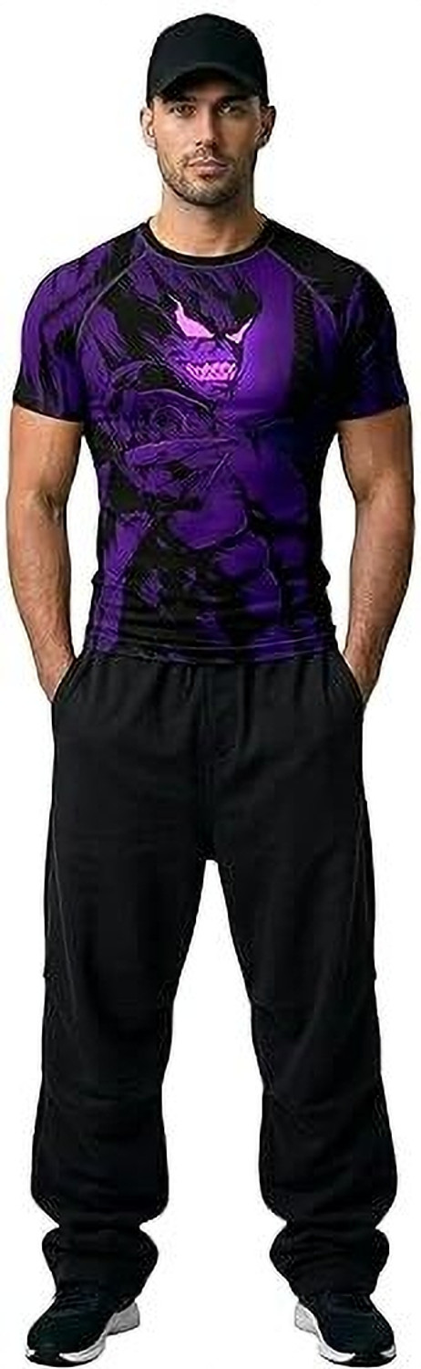 AKIBA Abstract Men Round Neck Purple T-Shirt