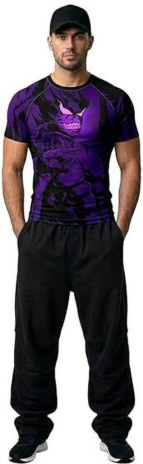 AKIBA Men Abstract Round Neck Elastane Purple T-Shirt