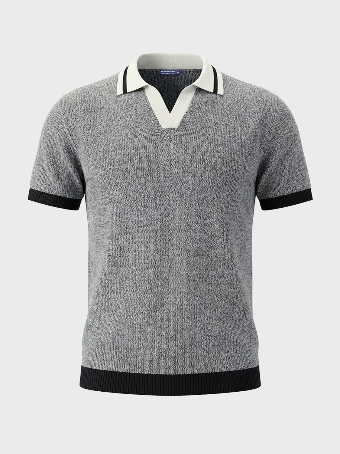 Image of The Indian Garage Co. Self Design Men Polo Neck Grey T-Shirt