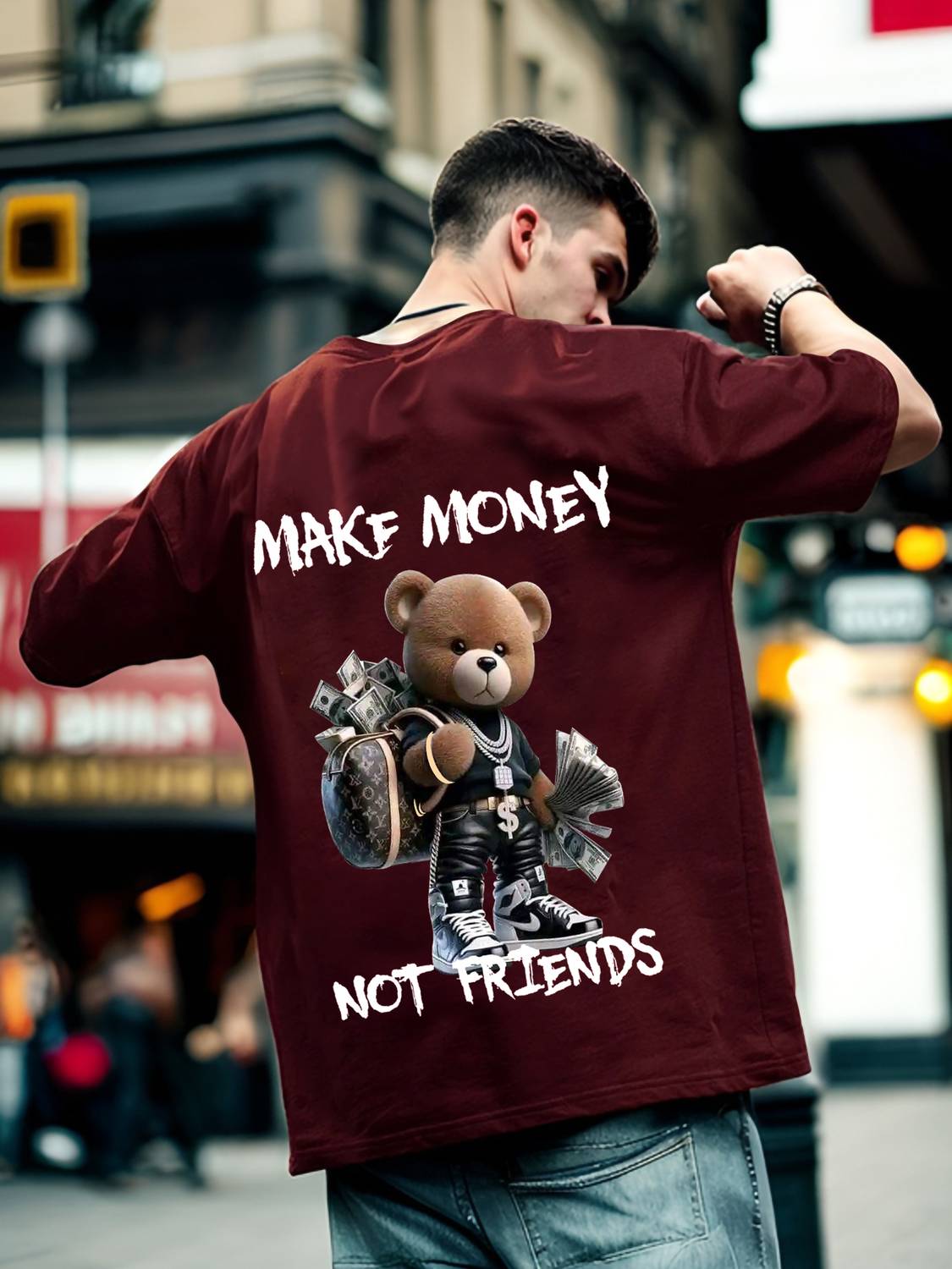 Manly Tees Printed Men Round Neck Maroon T-Shirt