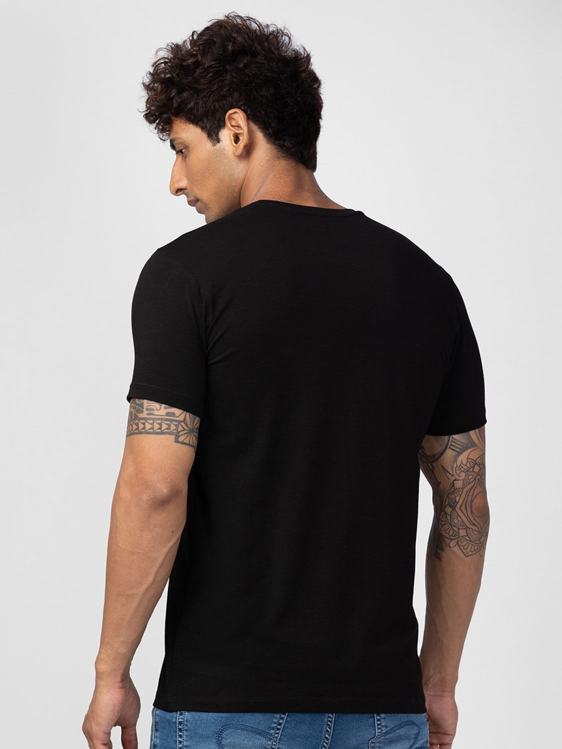 Image of Spykar Typography Men Round Neck Black T-Shirt