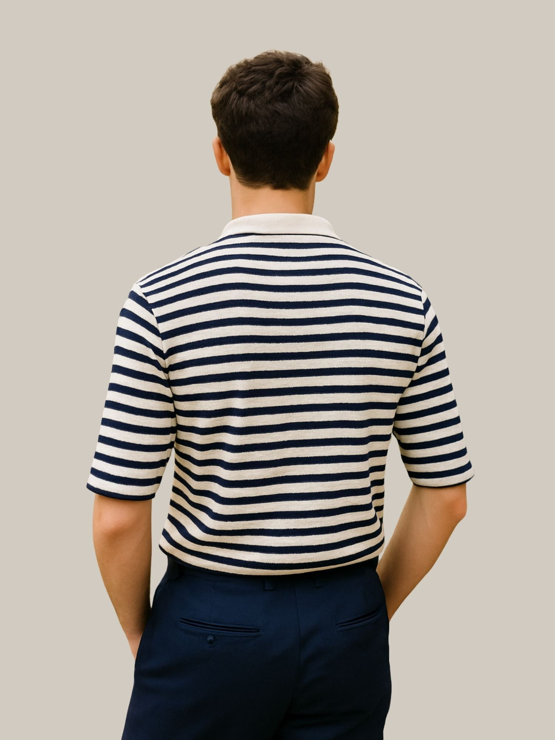 Image of YOUNICK Striped Men Polo Neck Black T-Shirt