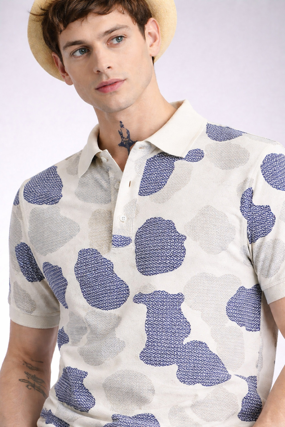 Image of CELLUX Abstract Men Polo Neck Multicolor T-Shirt