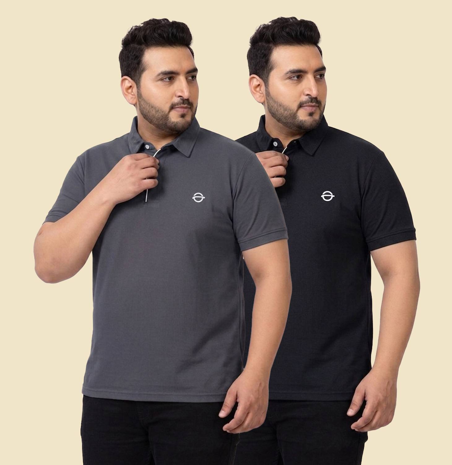 OSCILLATE Pack of 2 Men Solid Polo Neck Polycotton Multicolor T-S
