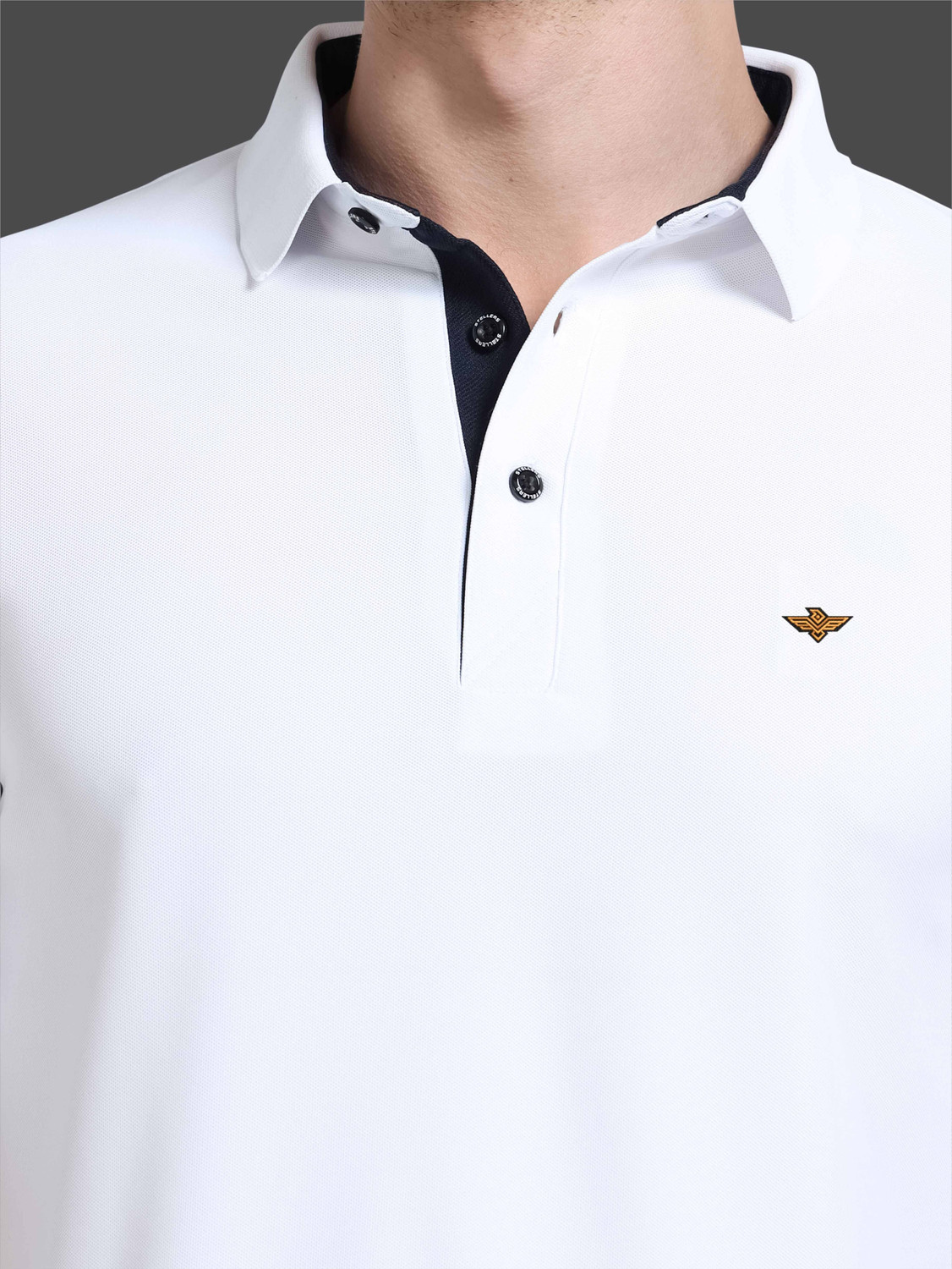 Image of Stellers Solid Men Polo Neck White T-Shirt