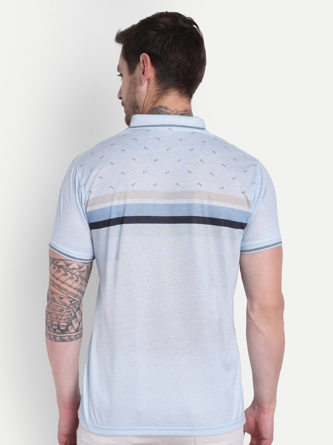 Image of Clubble Printed Men Polo Neck Blue T-Shirt
