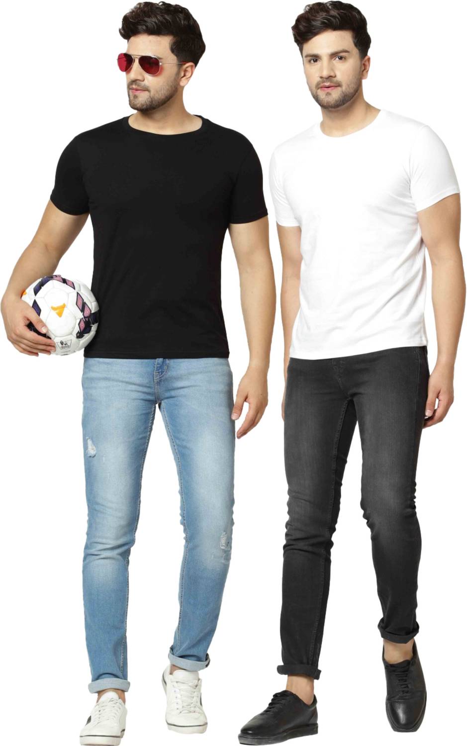 London Hills Solid Men Round Neck Black T-Shirt Pack of 2 - Image 4