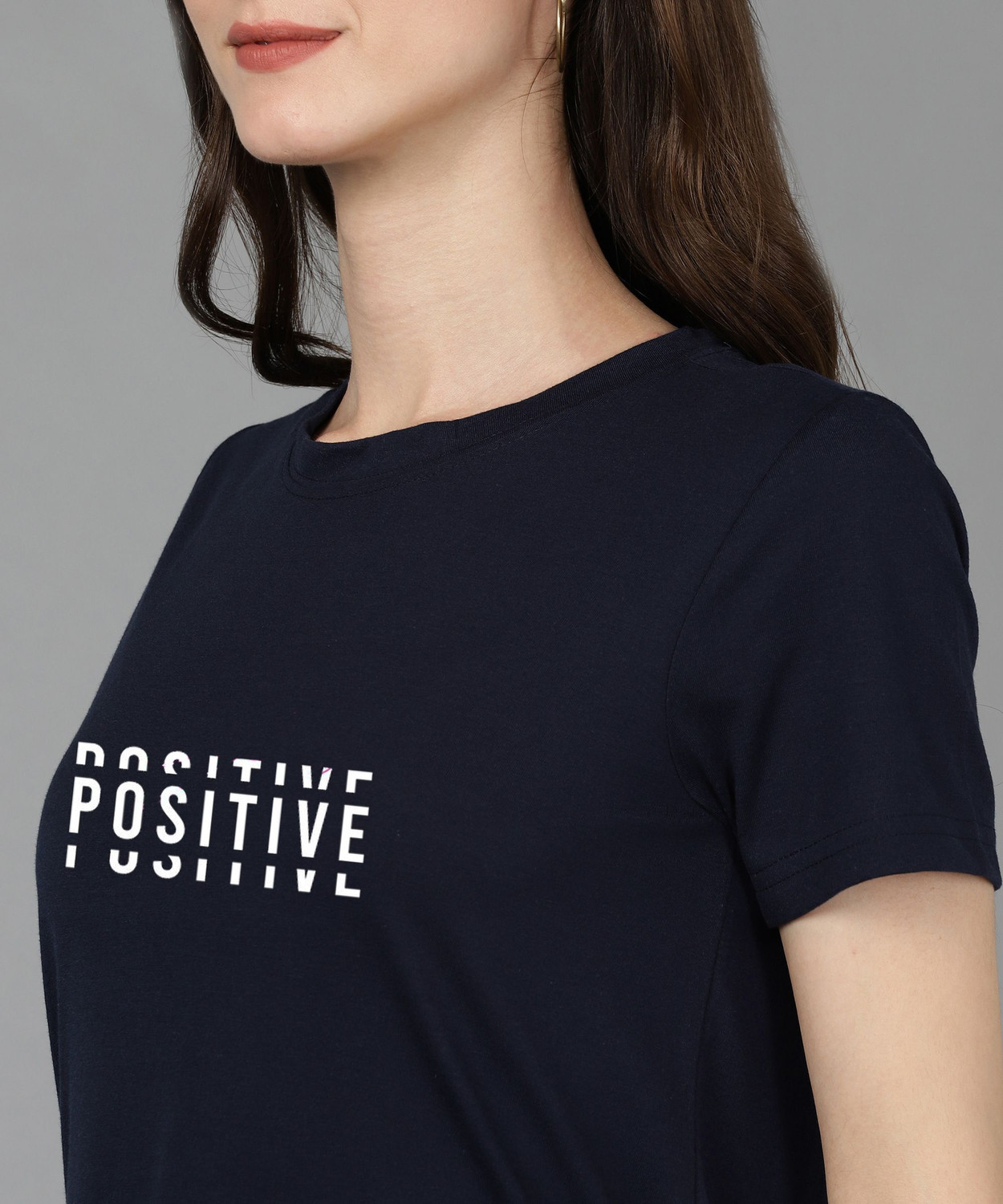 Image of Adyavastram Typography Women Round Neck Blue T-Shirt