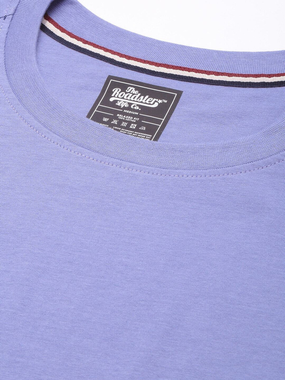 Image of Roadster Solid Men Round Neck Purple T-Shirt