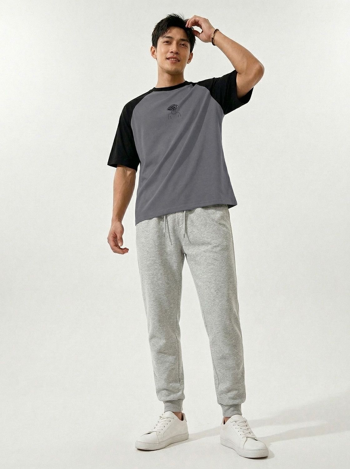 Image of TOM MILTON Men Graphic Print Round Neck Pure Cotton Grey T-Shirt