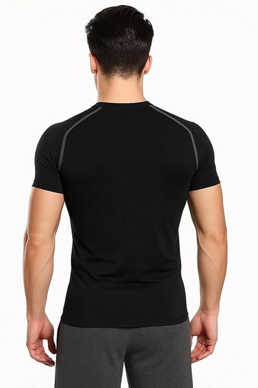 NEVER QUIT Black Men's Round Neck T-Shirt - Image 2