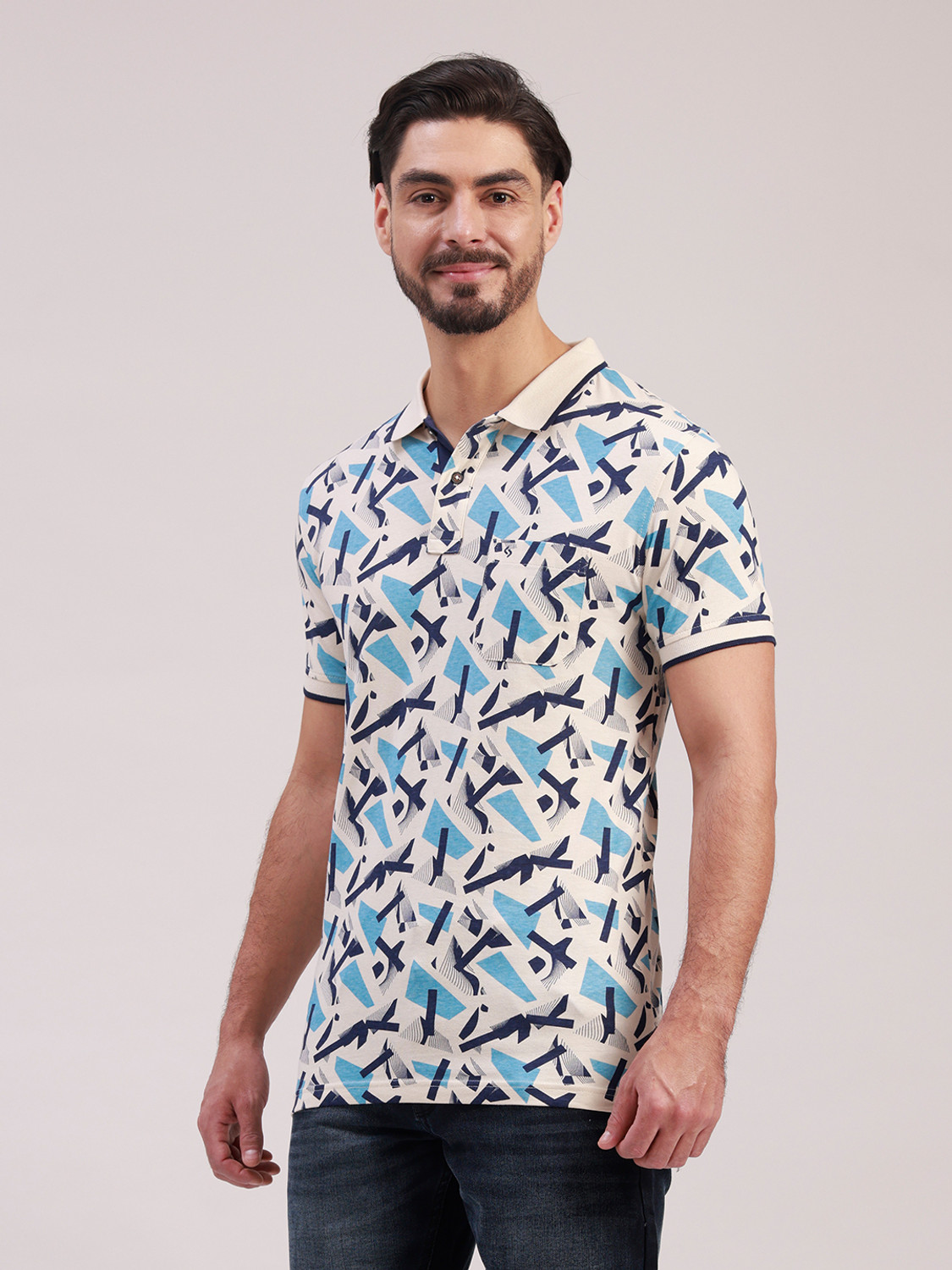 Image of Classic Polo Printed Men Polo Neck Multicolor T-Shirt