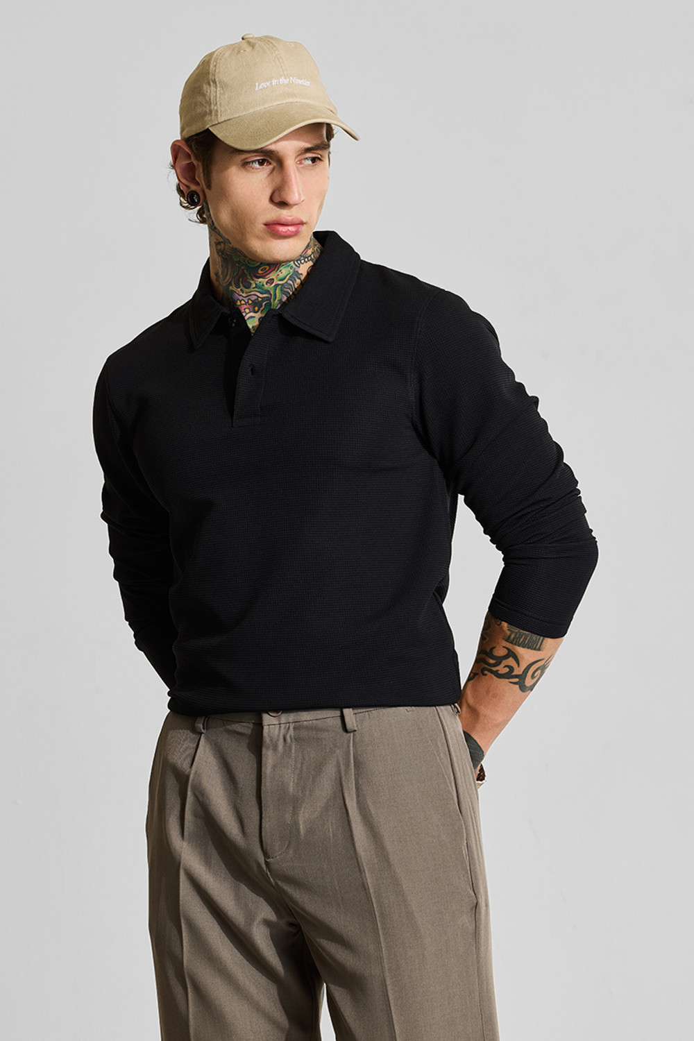 Image of Snitch Solid Men Polo Neck Black T-Shirt