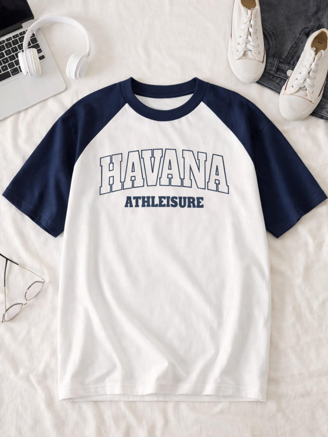 Image of Jump Cuts Printed Men Round Neck White, Dark Blue T-Shirt