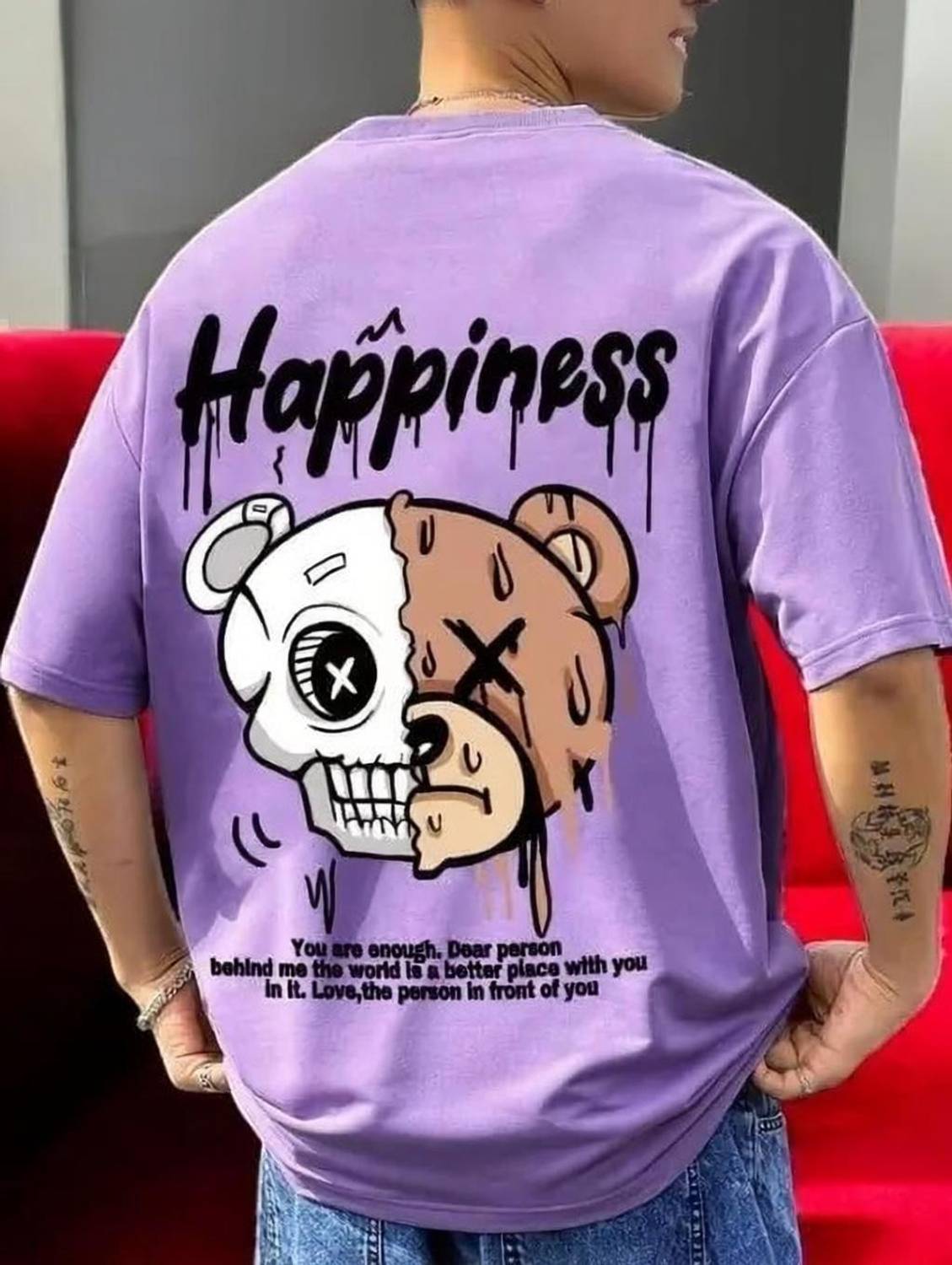 Trendhive Printed Men Round Neck Purple T-Shirt