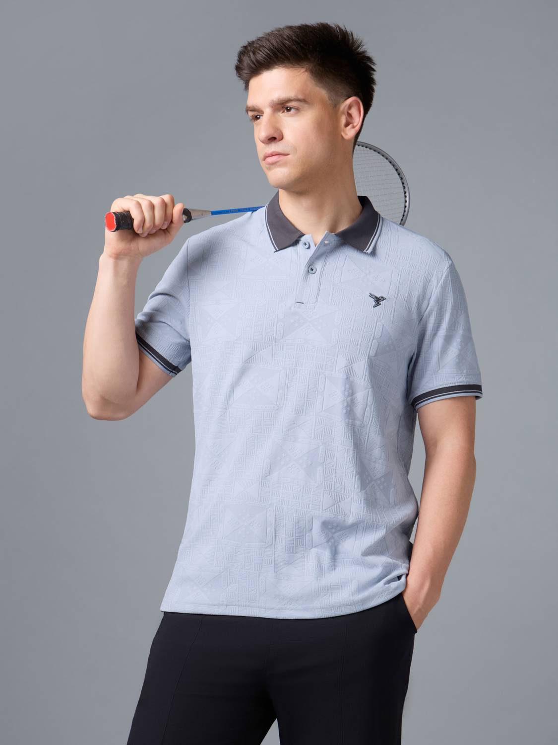 TECHNOSPORT Men Polo Neck Blue T-Shirt - Image 1
