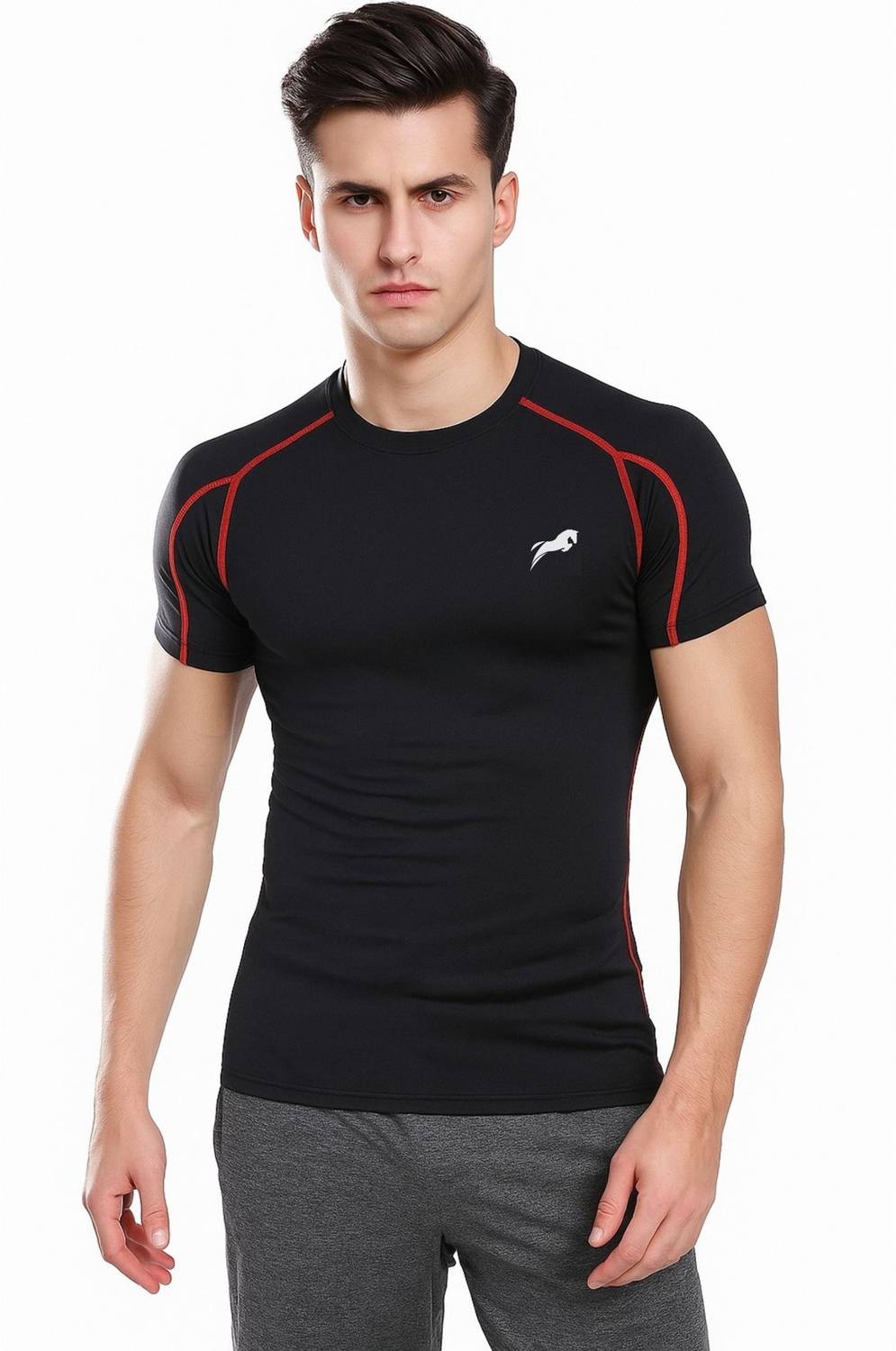 Just Rider Black, Red Men's Round Neck T-Shirt - Image 2