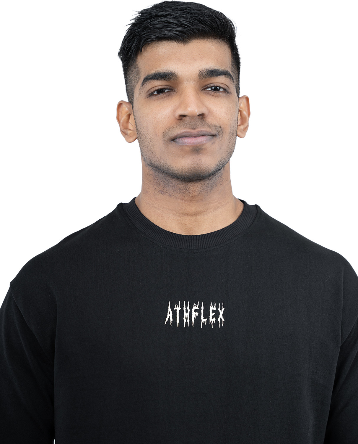 Image of Athflex Graphic Print Men Round Neck Black T-Shirt