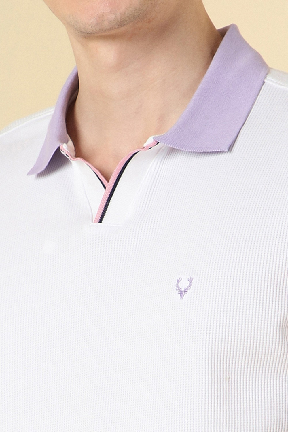 Image of Allen Solly Solid Men Polo Neck White T-Shirt