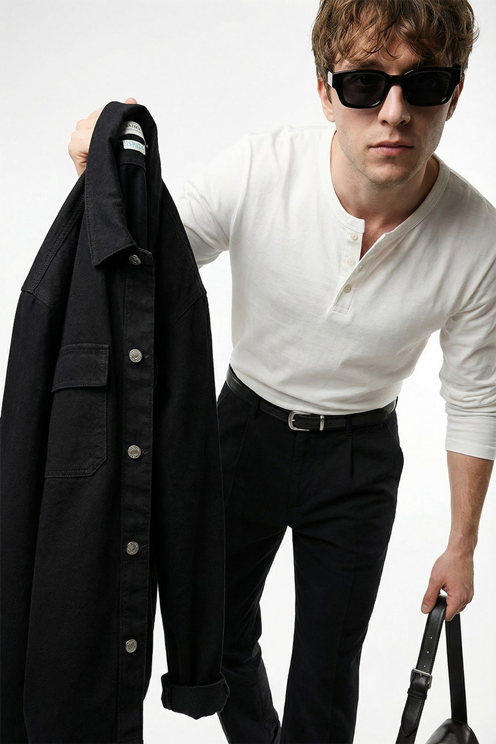 Image of Snitch Solid Men Henley Neck White T-Shirt