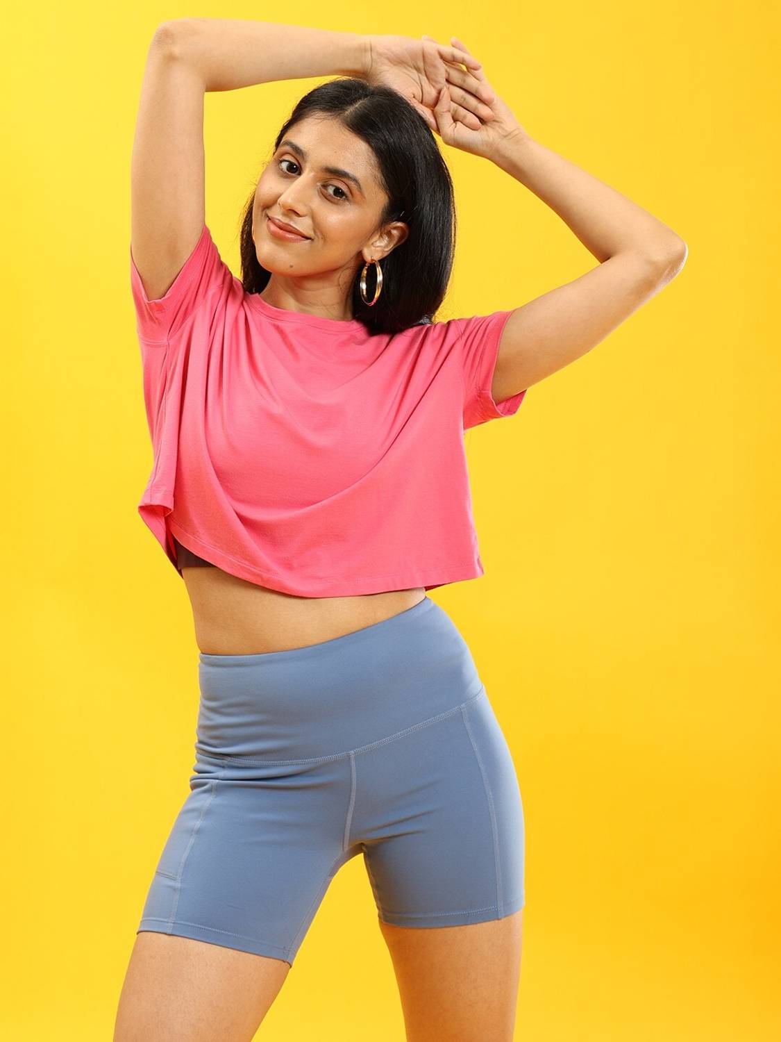 BlissClub Solid Women Round Neck Pink T-Shirt