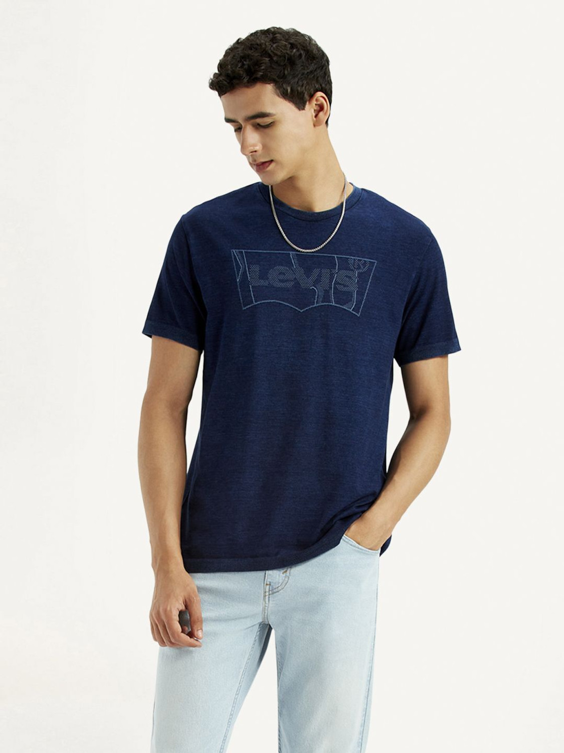 Image of LEVI'S Graphic Print Men Crew Neck Dark Blue T-Shirt