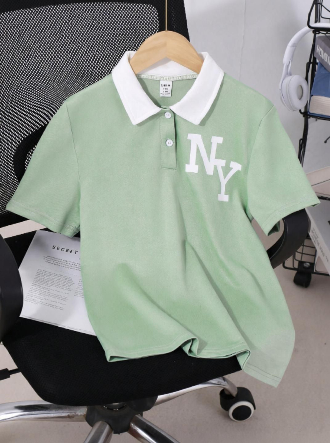 Image of MDS Printed Men Polo Neck Light Green T-Shirt