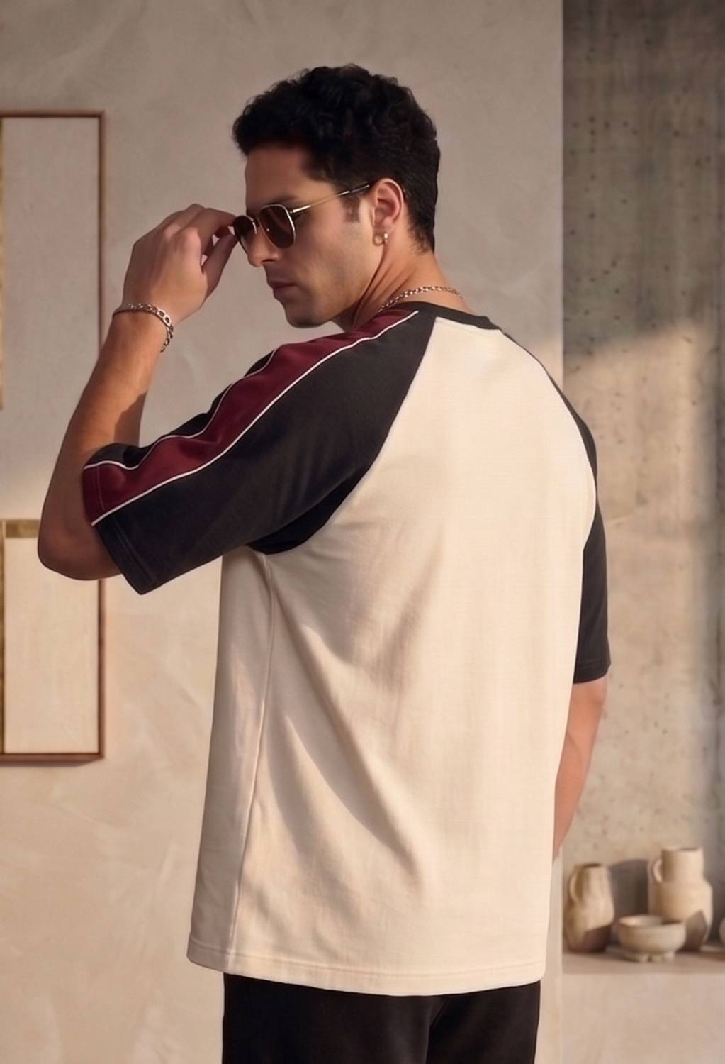 THALASI Men Black Round Neck T-Shirt - Image 2