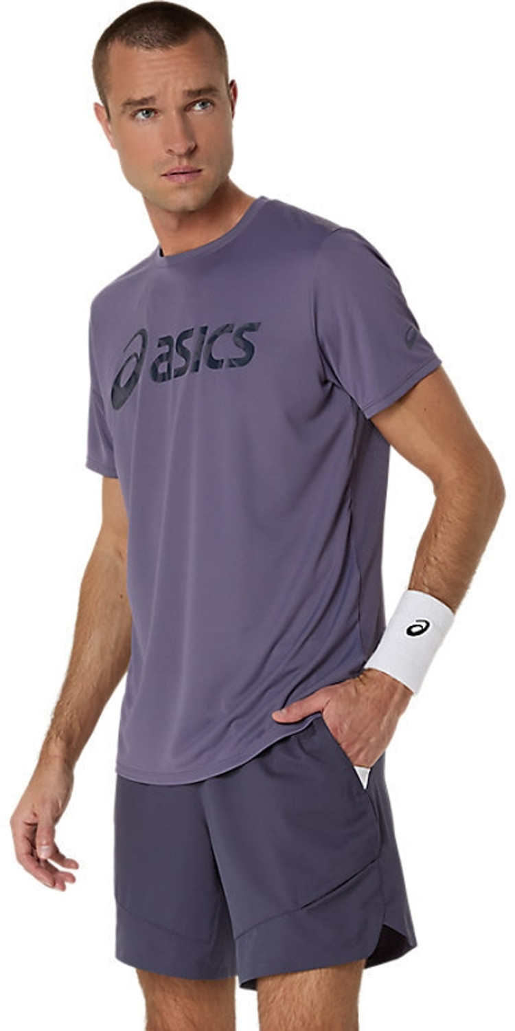Image of Asics Sporty Men Round Neck Purple T-Shirt