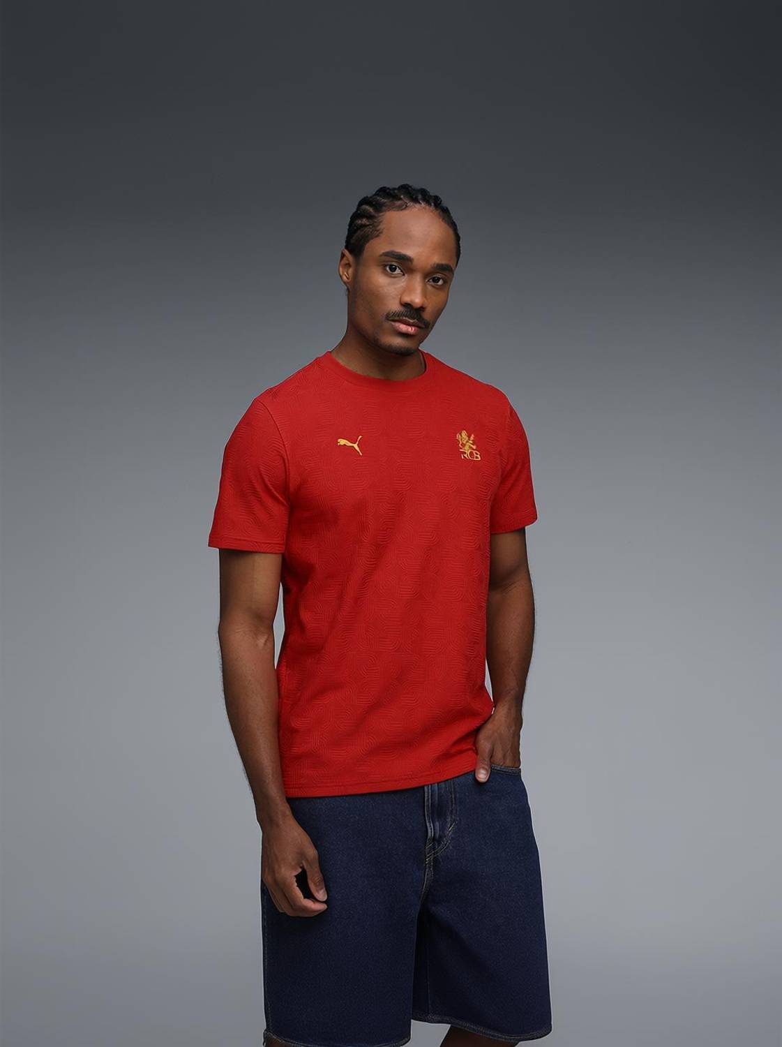 PUMA Men Red Crew Neck T-Shirt - Image 1