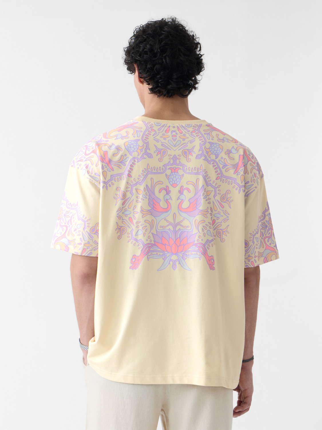 Image of The Souled Store Embroidered Men Round Neck Yellow T-Shirt
