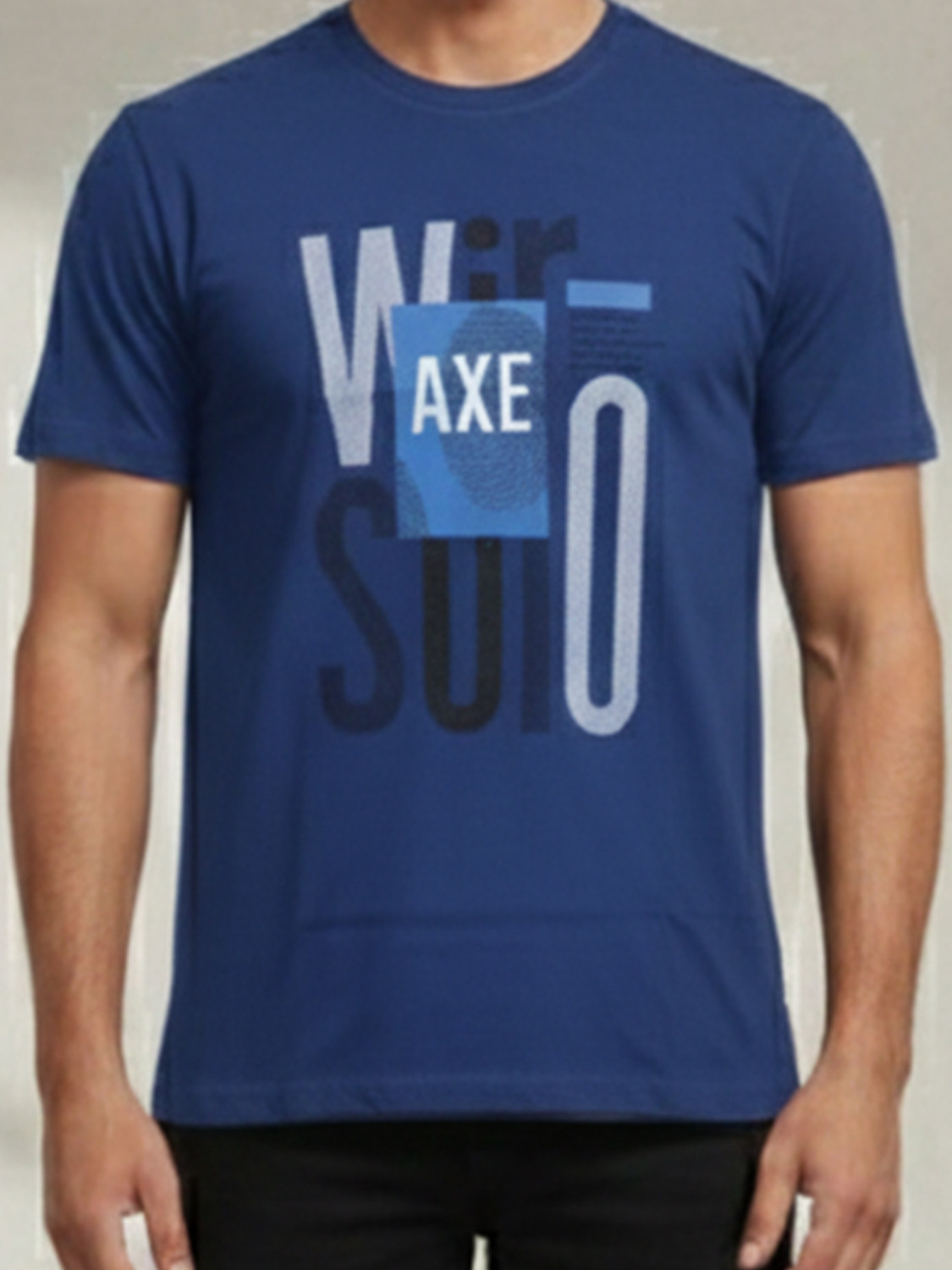 Image of Dollar Printed Men Round Neck Light Blue T-Shirt