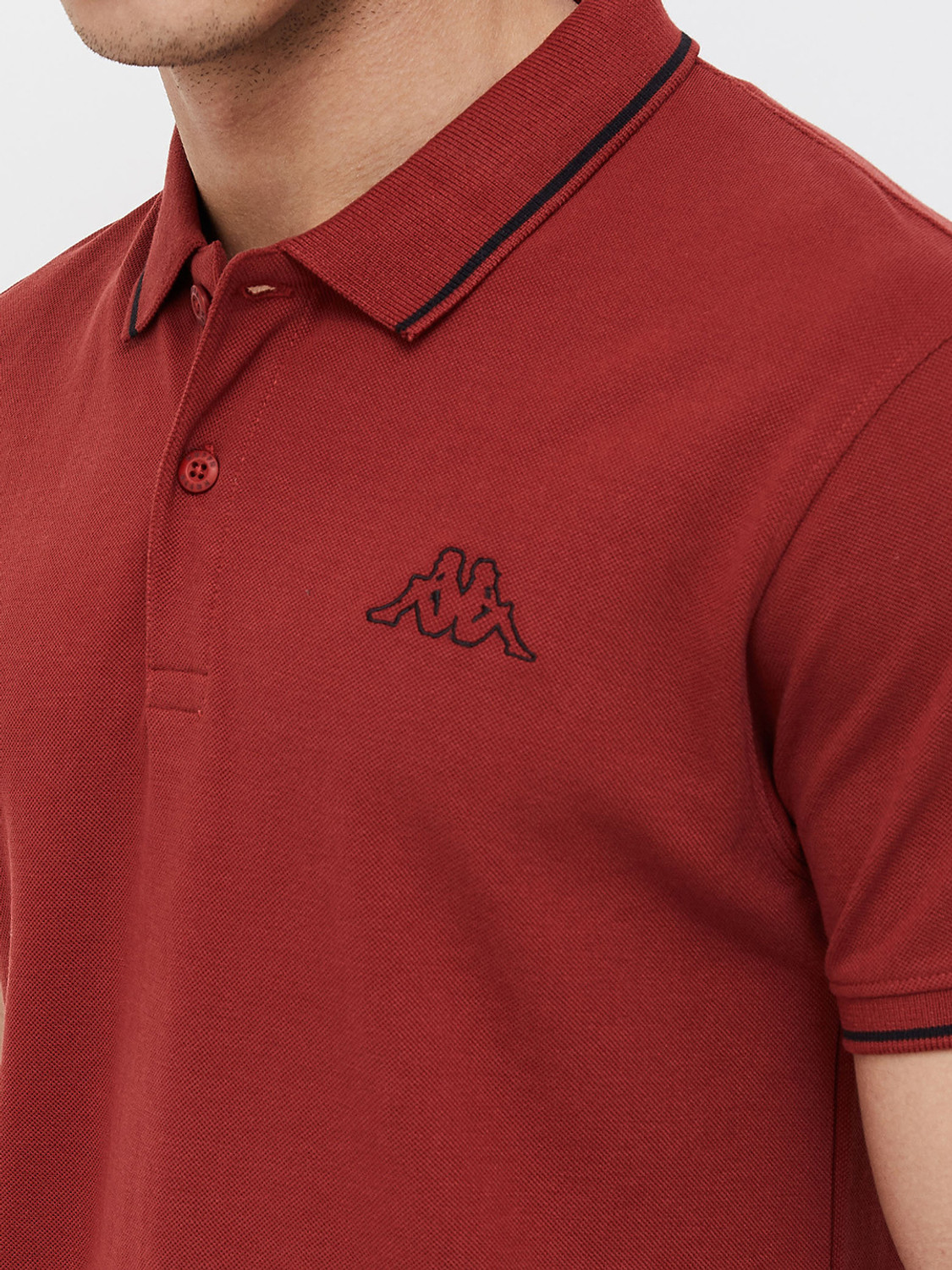 Image of Kappa Solid Men Polo Neck Brown T-Shirt