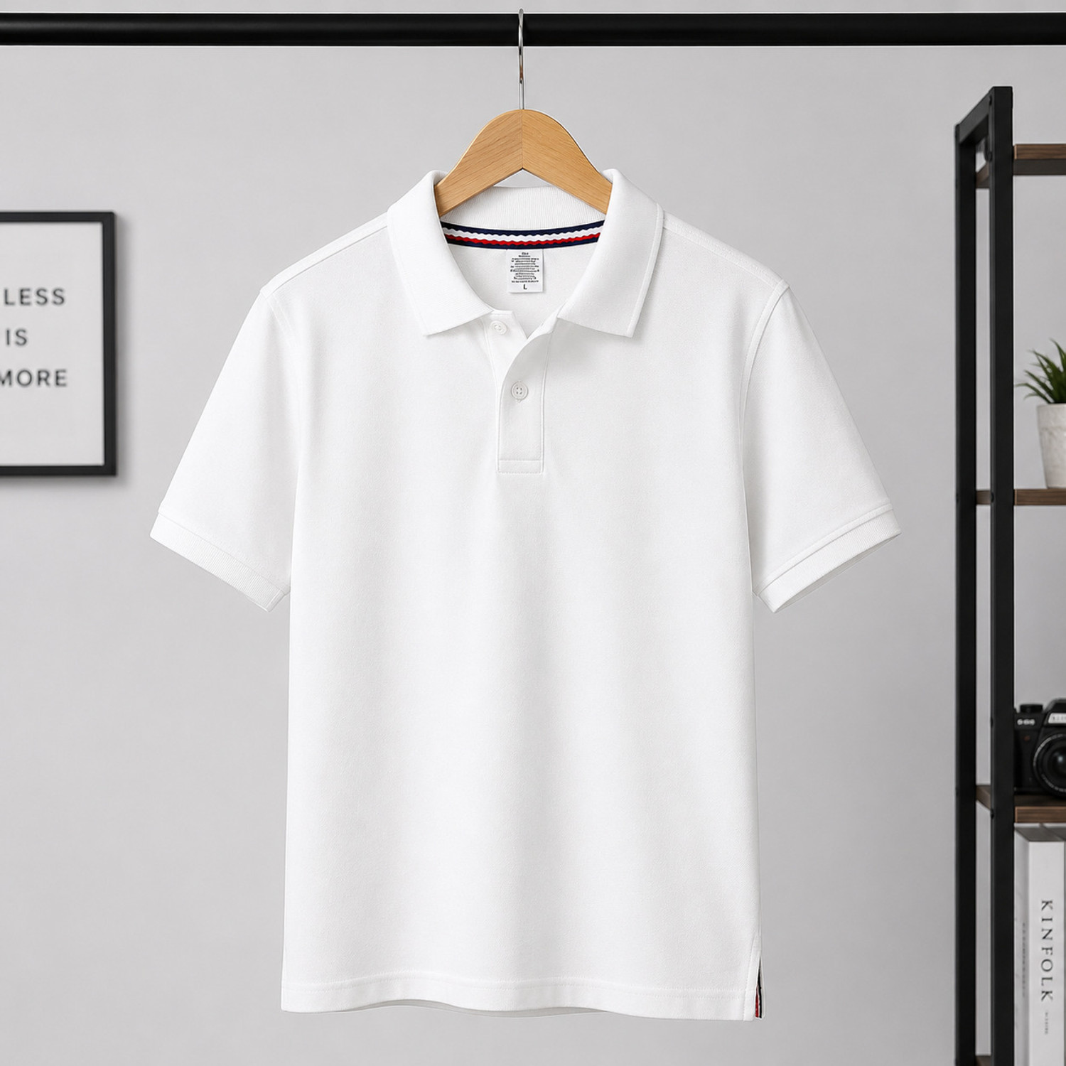 Image of tshirt Solid Men Polo Neck Light Blue, White T-Shirt