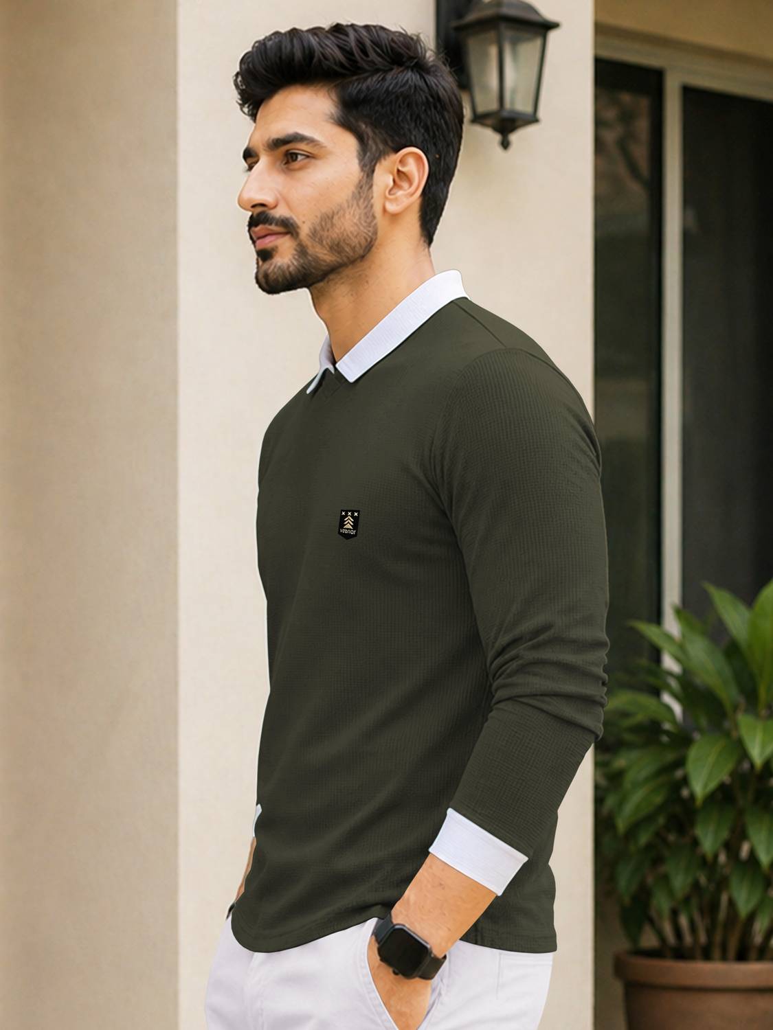 VeBNoR Men Polo Neck Green T-Shirt - Image 4