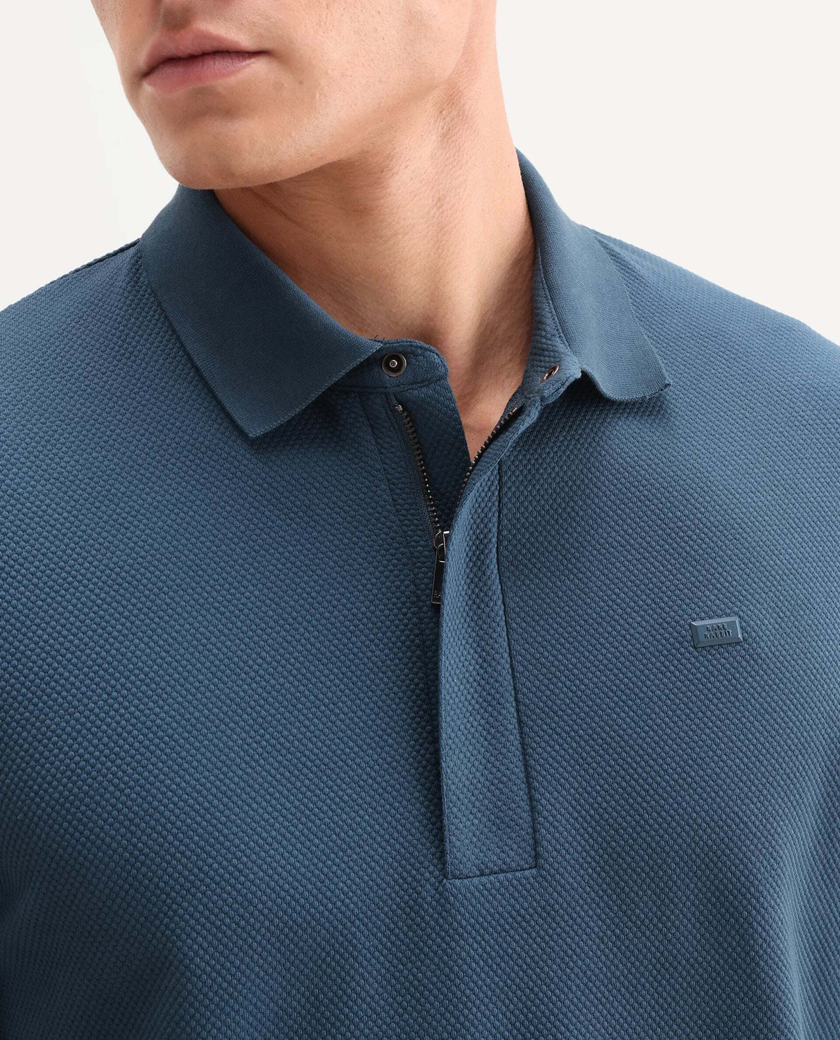 Image of RARE RABBIT Solid Men Polo Neck Blue T-Shirt