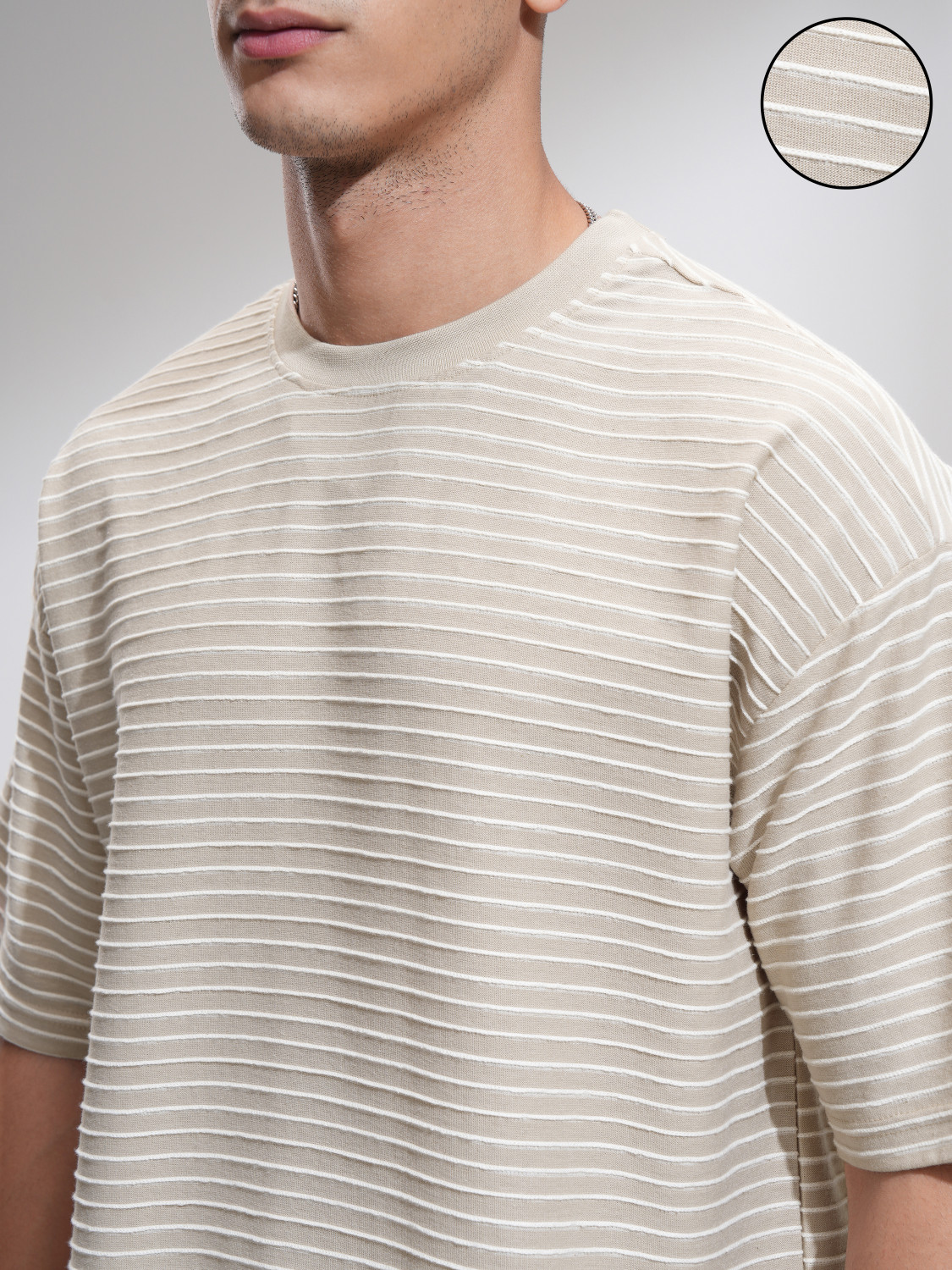 Image of HIGHLANDER Printed Men Round Neck Beige T-Shirt