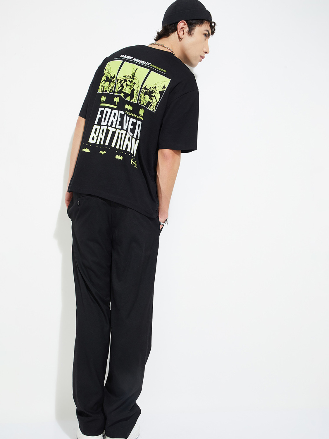Image of MAX Printed Men Round Neck Black T-Shirt