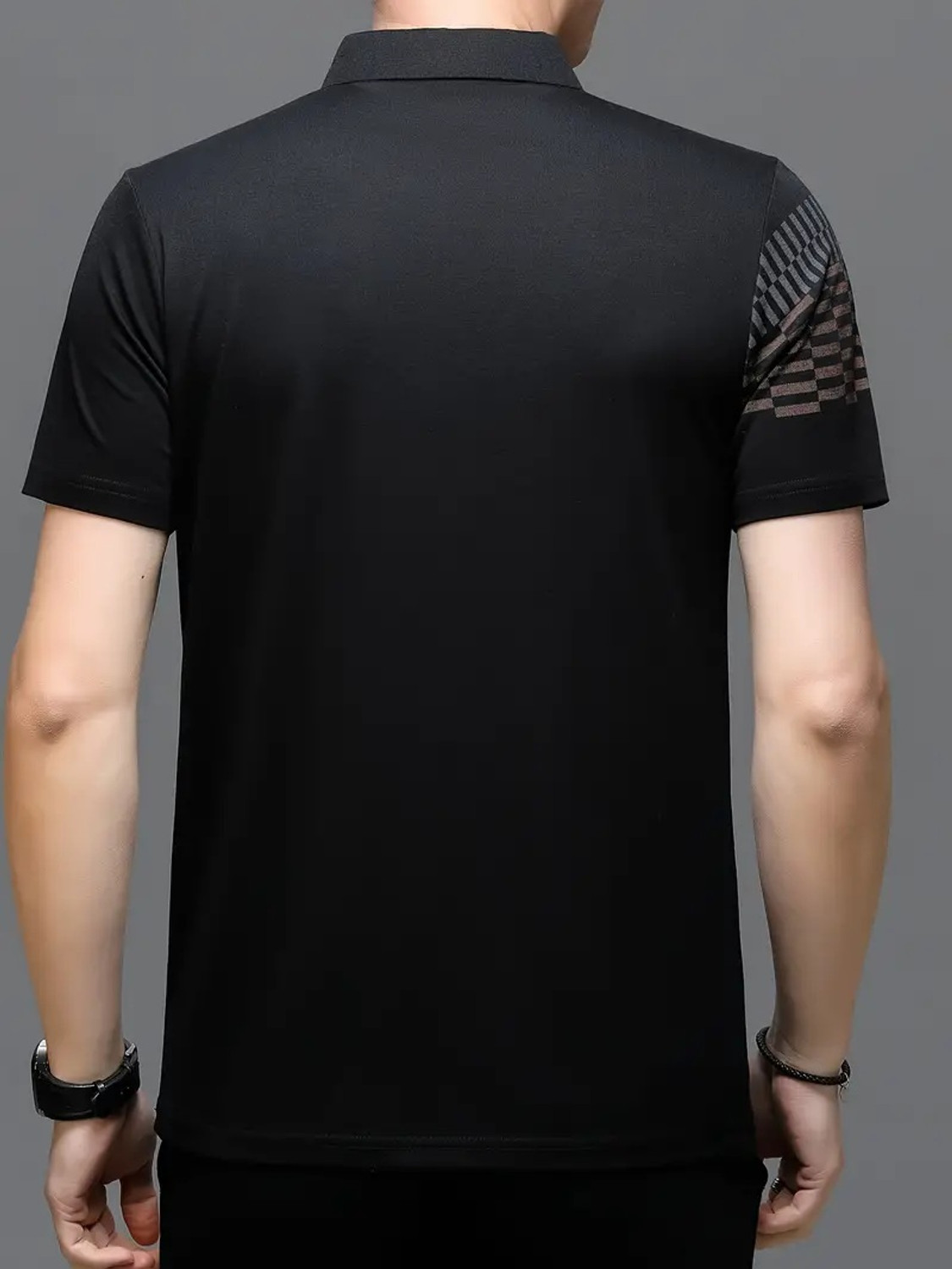 Image of NAUGHTY MEN Printed Men Polo Neck Black, Beige T-Shirt