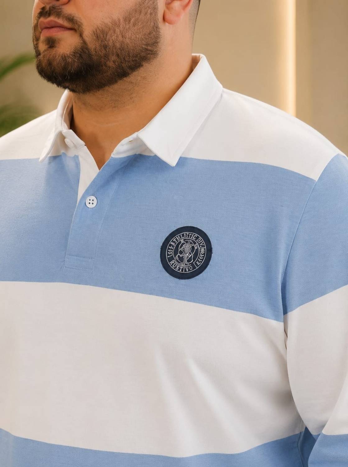 Men Colorblock Polo Neck Cotton Blend Blue T-Shirt - Image 4